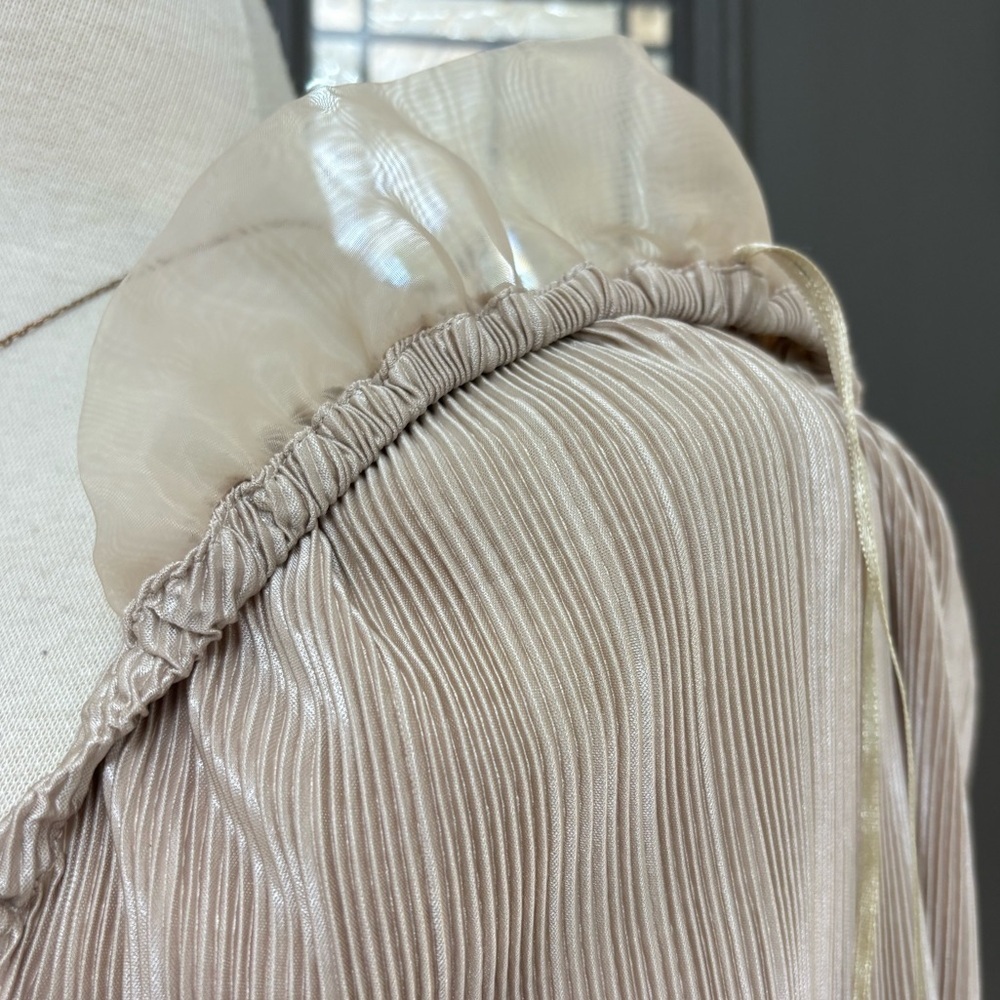 ASTR The Label Ziva Plisse Long Sleeve Pleated Peplum Coquette Blouse | Size M - Picture 4 of 11